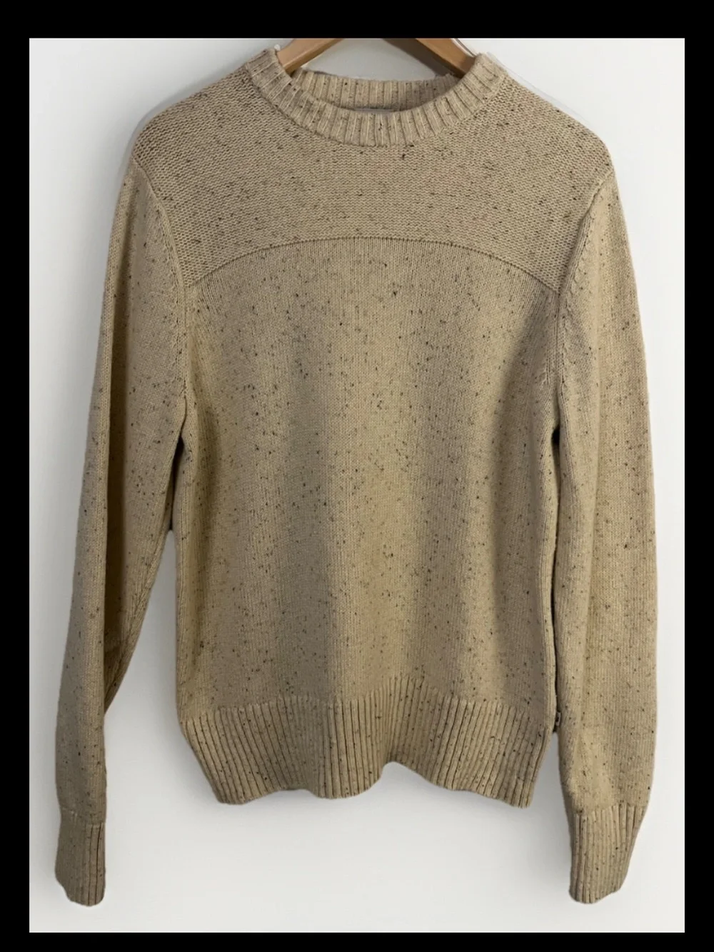 The North Face Wool Blend Crewneck Sweater Men Speckled Beige Cream Med Great